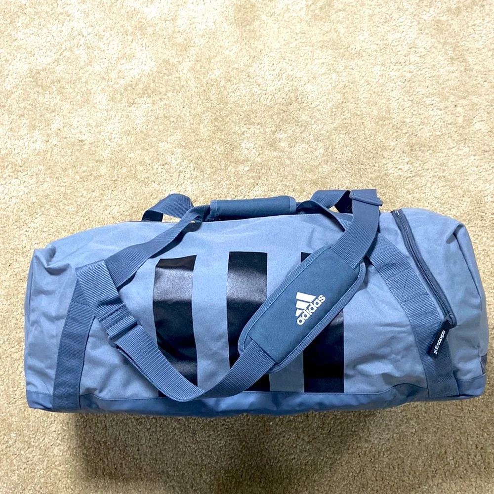 NEW Adidas Golf grey three stripe heavy duty large duffel bag weekender